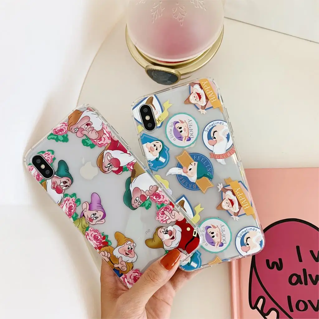 Luxury Cartoon Dwarf Princess Transparent Silicone soft Phone Case For iphone XR X XS Mas 6 6s 7 8 Plus Shockproof Cover Capa |
