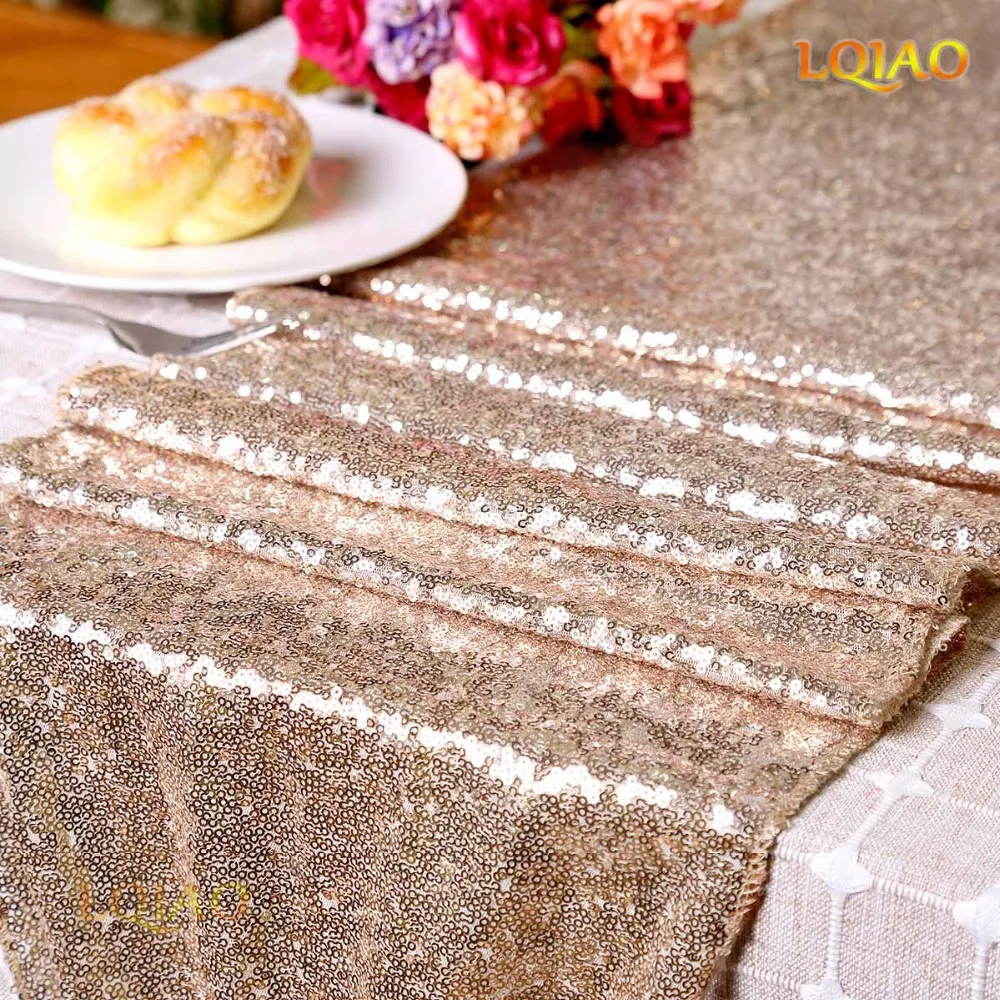 Champagen Gold Sequin Table Runner-004