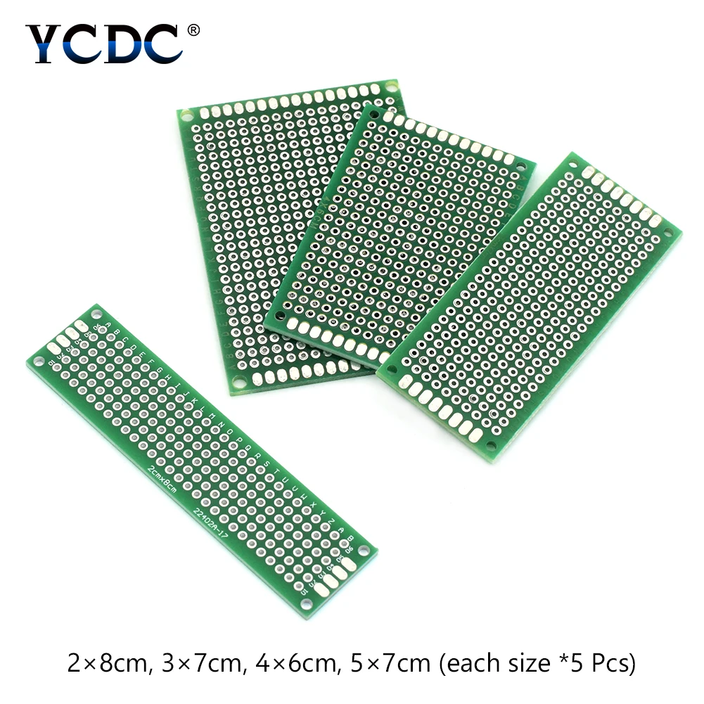 4 размера смесь PCB прото печатная плата двухсторонняя полоса макетная плата 20 шт