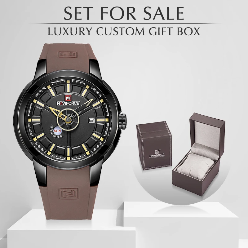 

Mens Watches NAVIFORCE Top Luxury Brand Men Sports Watch Men's Silicone Quartz Clock Waterproof Wristwatch With Box Set For Sale