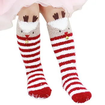 

Baby Knee-High Socks Warm Winter Autumn Christmas Stereo Socks Kids Soft Cotton Cute Santa Claus Deer Socks Xmas Socks j2