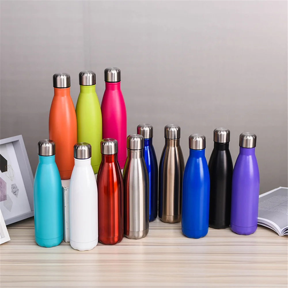 

Stainless Steel Thermos Solid Color Water Bottle Vacuum Flask Bicycle Drink Bottle Insulated Travel Cup