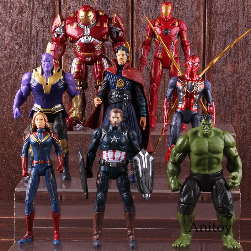 

Spider Man Iron Man Captain Marvel Hulk Hulkbuster Marvel Avengers Infinity War Action Figure Collectible Model Toy 8pcs/set