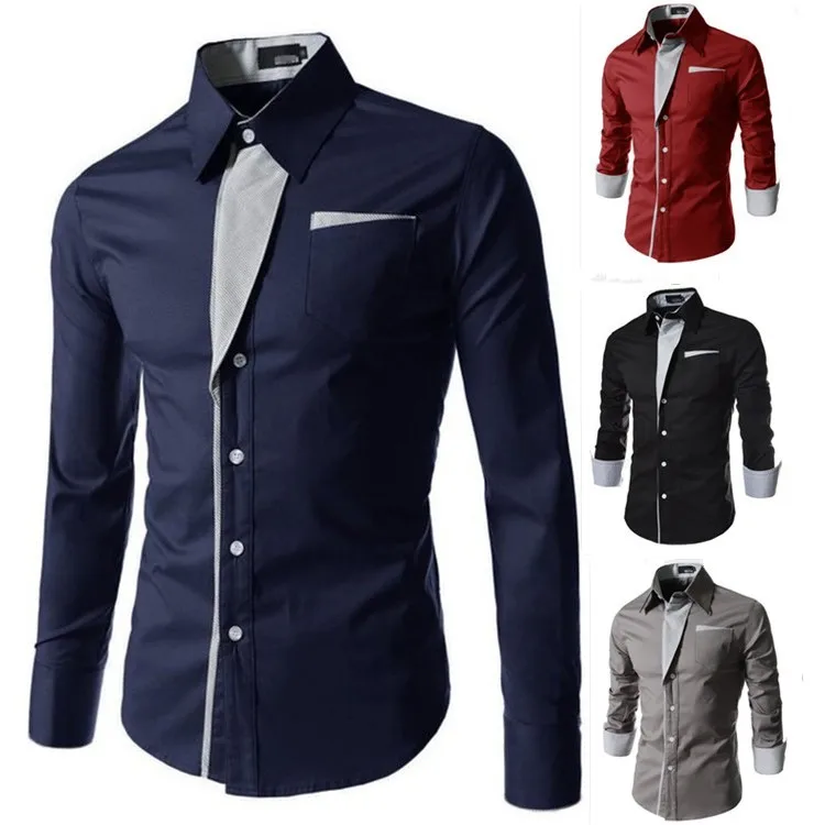 Модные Для мужчин s Повседневное Homme Для мужчин рубашка мужская Camisa Slim Fit Повседневное платье с длинным рукавом рубашки осенне-зимняя верхняя одежда плюс Размеры