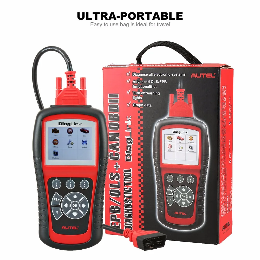 AUTEL Diaglink OBDII EOBD Car Diagnostic Code Reader Oil Reset SRS EPB ABS Transmission All system Automotive OBD2 Scanner Tool 