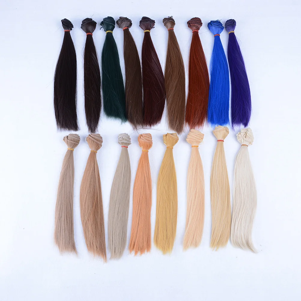 

1pc refires hair black pink brown khaki white grey color long straight wig hair for 1/3 1/4 1/6 BJD diy