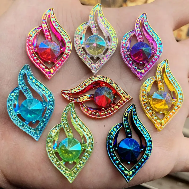 

10PCS 21*34mm Newest AB Resin Rhinestones Crystal flatback Beads crafts Scrapbooking Clothing Accessories -HB37