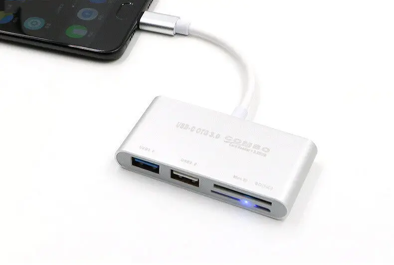 5в1 type C OTG кард-ридер USB 3,0 USB2.0 концентратор TF SD карта писатель для MACBOOK ноутбук для huawei samsung Android телефон - Цвет: Silver