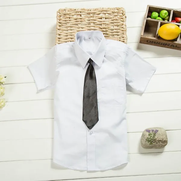 Новые рубашки для мальчиков белая рубашка с галстуком-бабочкой для маленьких мальчиков Chemise Garcon De Marque рубашки для мальчиков 6BL121 - Цвет: white