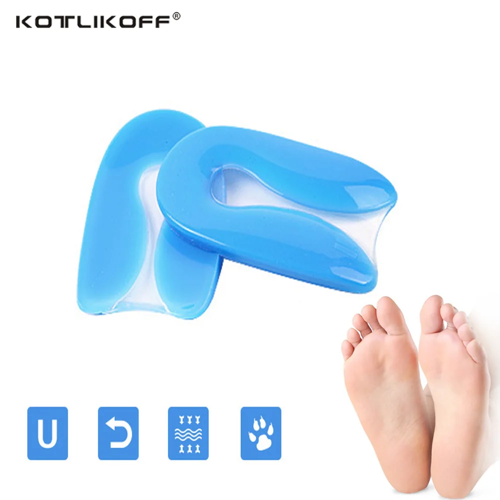 KOTLIKOFF Silicone Gel U Shape Plantar Fasciitis Heel Protector Heel