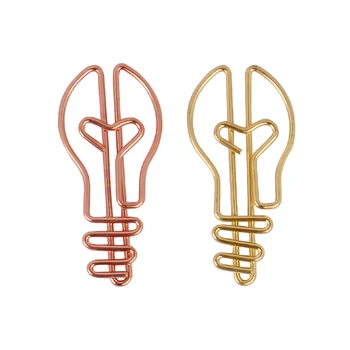 

rose gold bulb modeling Paper clip metal pin Needle Bookmark Shool Stationary Office Clip Paperclips Metal Accesorios De Oficina