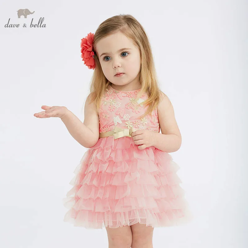 DAVE BELLA/DBM10312; летняя одежда принцессы для маленьких девочек; детское платье для дня рождения и свадьбы; Изысканные детские платья с вышивкой