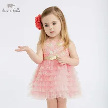 DAVE BELLA/DBM10312; летняя одежда принцессы для маленьких девочек; детское платье для дня рождения и свадьбы; Изысканные детские платья с вышивкой