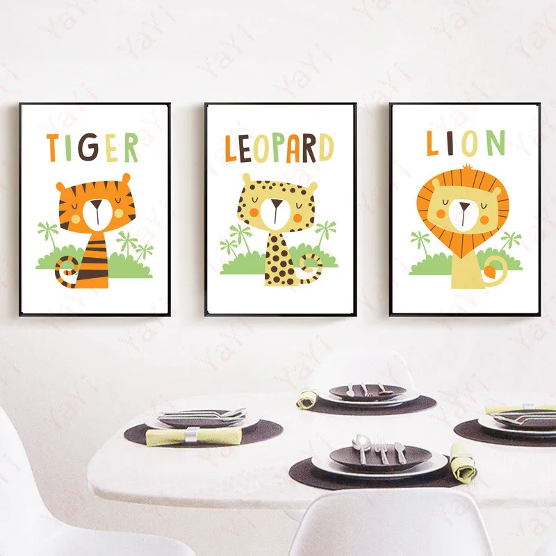 Us 475 32 Offhaochu Dekorasi Rumah Lukisan Kartun Cute Cat Air Hewan Latar Belakang Dinding Seni Gambar Poster Kanvas Anak Hidup Kamar Tidur