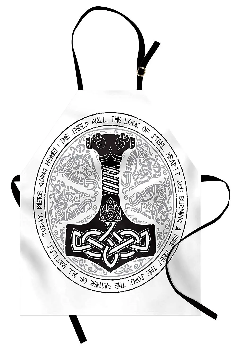 Mjolnir Apron Round Traditional Scandinavian Sacred Icon Poetic Nordic Tribal Symbol Kitchen Accessories for Cooking Baking | Дом и сад