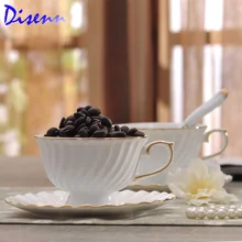 Диагональная складка белый кофе чашка и чай набор золотой оправе Простые Модные керамические элементы кухни бытовые