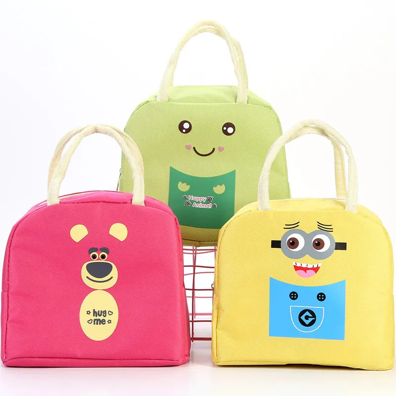

Cartoon animal kids lunch bag waterproof Oxford cloth handheld picnic bag striped lunch bag Thermo Cooler Insulated Bags