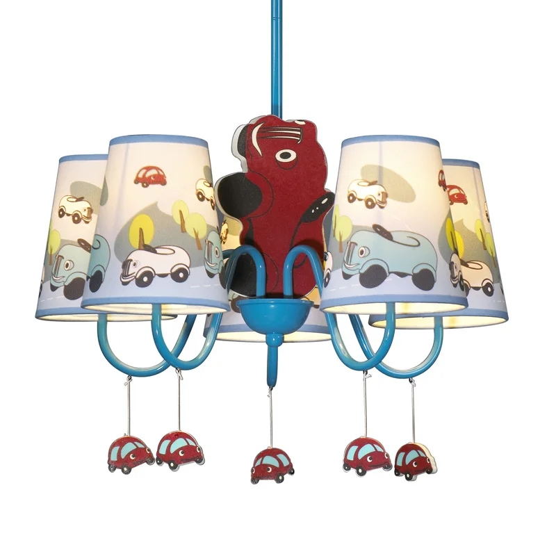Boys Cartoon Car Bedroom Chandelier Lamp Mediterranean Kid's Room