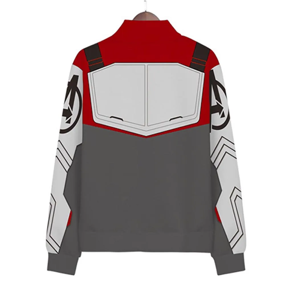 Avengers Endgame Quantum Realm Jacket T-Shirt Cosplay Adult Zip-up Jacket Without Hood Advanced Sweatshirt Avengers Uniform