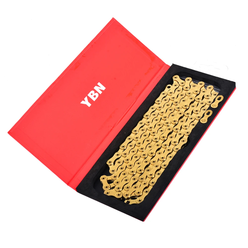 High-quality-Ti-Titanium-Gold-Bike-Chain-12-Speed-126-Links-with-magic-link-button-compatible