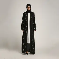 Мусульманские платья abaya, позолоченный принт, Юба, Ближний Восток, Рамадан, Арабский исламский, одежда, кардиган-кимоно, длинные халаты