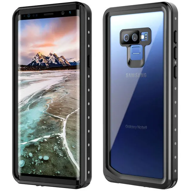 samsung galaxy note 9 water proof case (6)black + clear