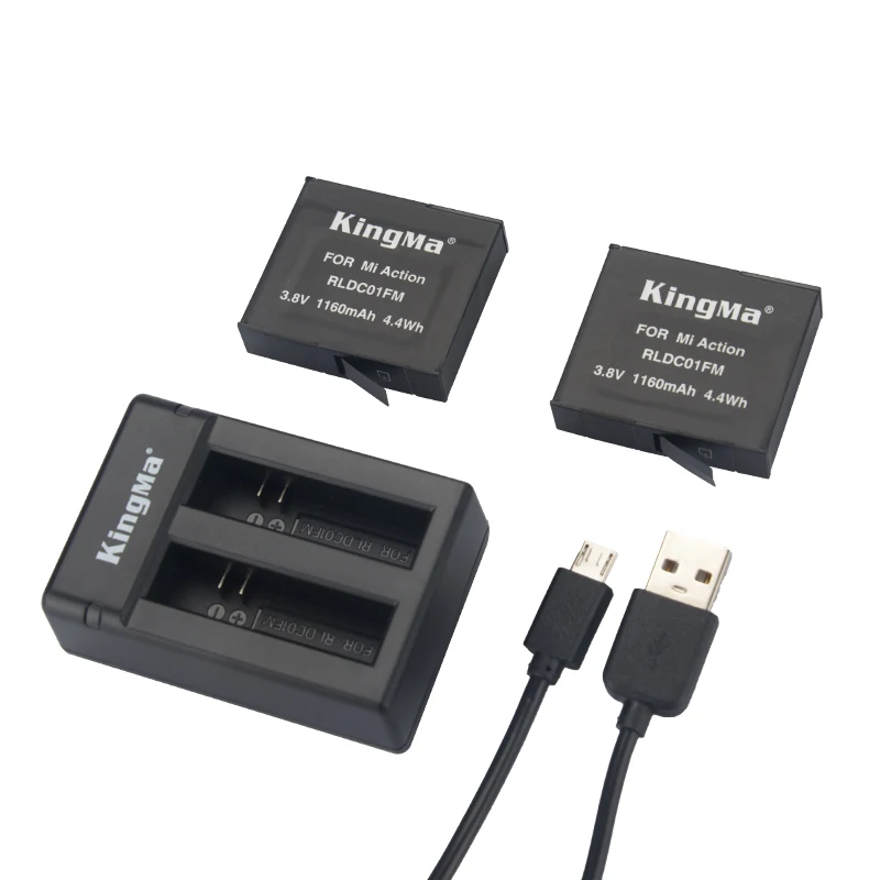 Аккумулятор KingMa для Xiaomi mijia 4k 2 шт. + зарядное устройство с двумя аккумуляторами