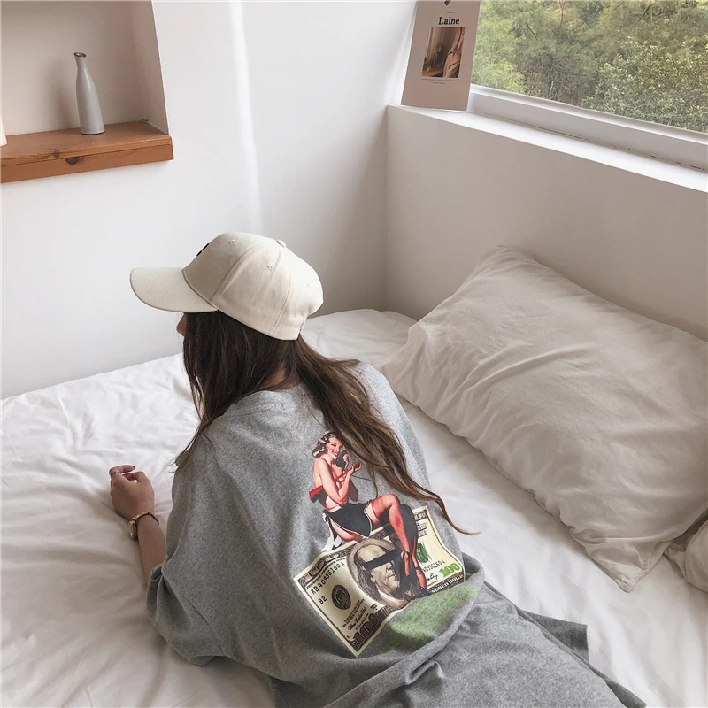 

3 colors spring korean style back letter print cotton o neck short sleeve funny t-shirts womens tee shirt femme (y3244)