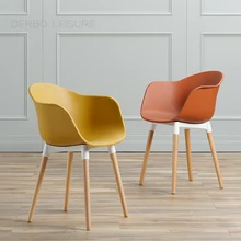 Классический Современный Дизайн твердой деревянной ногой Пластик сиденье обеденный стул, популярные красивые модные Лофт исследования Компьютер стул 1 шт
