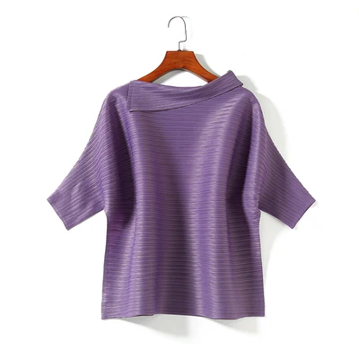 HOT SELLING fashion pleated top brief loose female half sleeve T-shirt IN STOCK