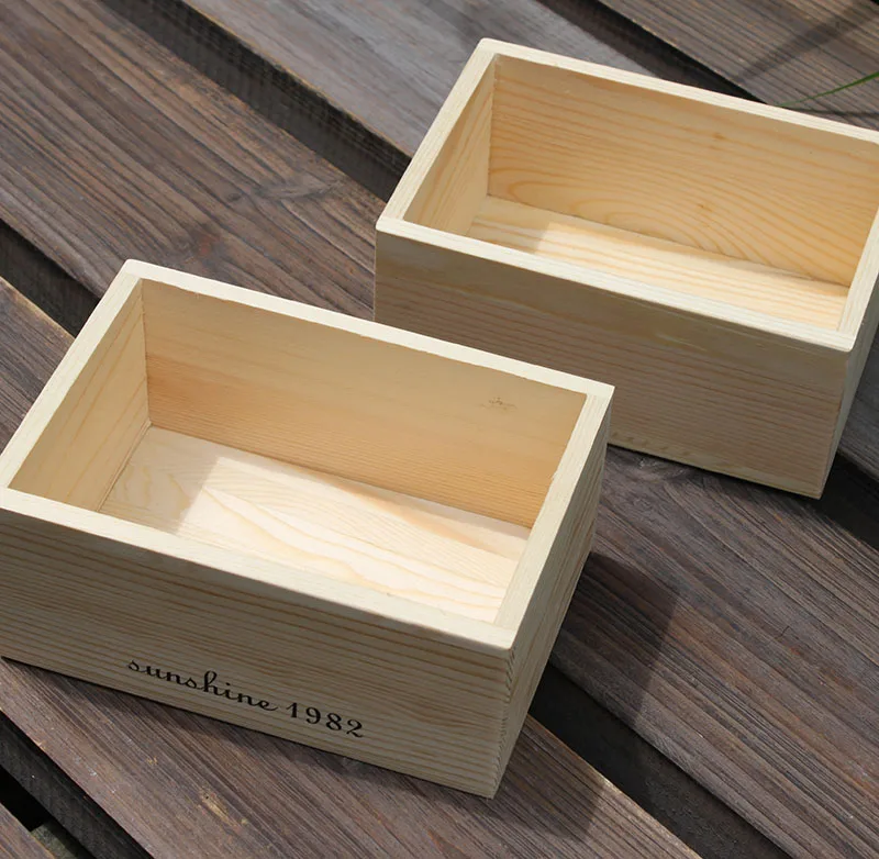 Natural Wood Color Solid Wooden Box Zakka Small Size For Jewery and