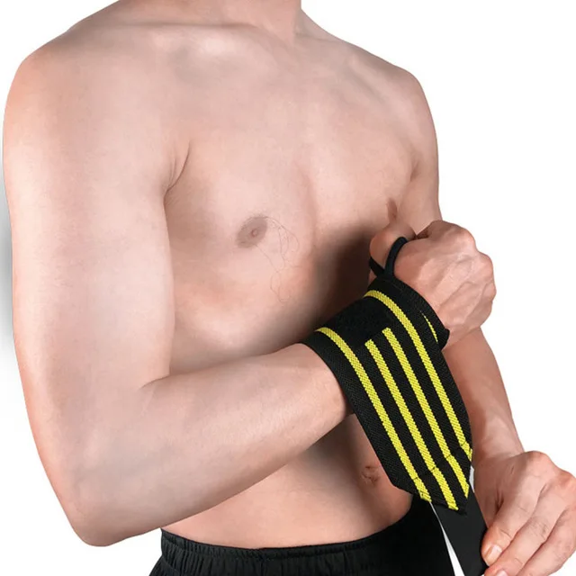 1 шт. спортивный браслет для тяжелой атлетики, нарукавник для тренажерного зала, фитнеса, поддержки запястья, ремни, обертывания, бинты, тренировочные безопасные повязки на руку - Цвет: HW005 yellow