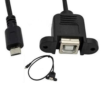 

50pcs/lot 50cm 5Pin Micro USB B Male to USB2.0 B Female Socket Data Cable Line Printer Panel Mount