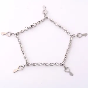 DIY Настроить 316L Нержавеющая сталь Ножные браслеты Classic Silver Цвет ключ кулон Для женщин ножной браслет Цепи ног Ювелирные изделия - изображение