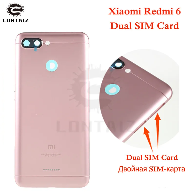 

Original Housing For Xiaomi Redmi 6 Plastic Battery Door Back Cover Replacement Parts Case With Buttons Camera Lens