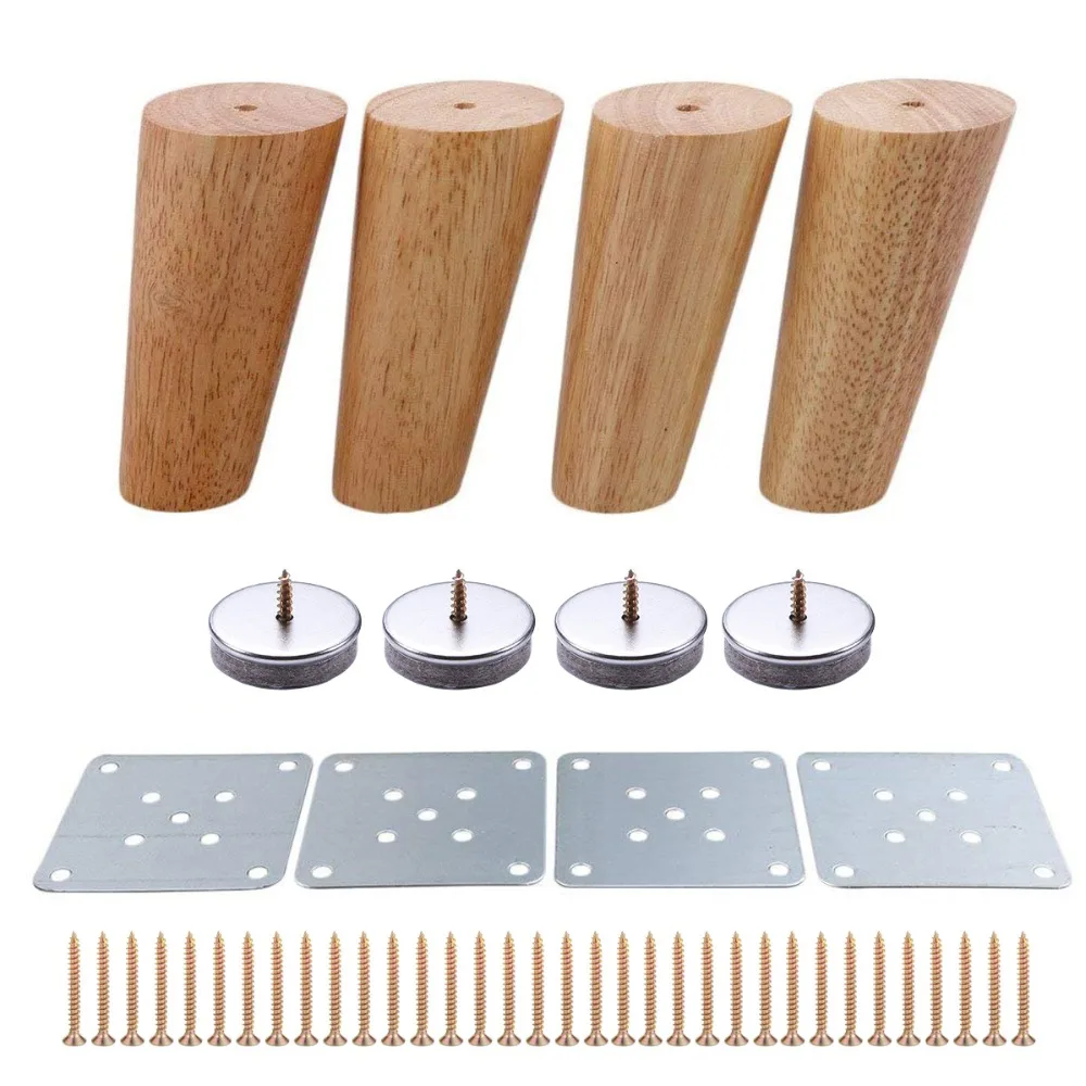 4pcs 120mm Height Wooden Furniture Legs Oblique Tapered Reliable