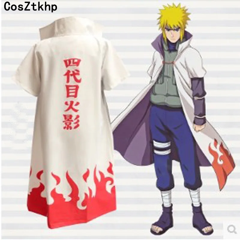 

COSZTKHP Naruto Shippuden Cosplay Cloak 4th Hokage Cloak Robe White Cape Dust Coat Unisex Fourth Hokage Namikaze Minato Uniform