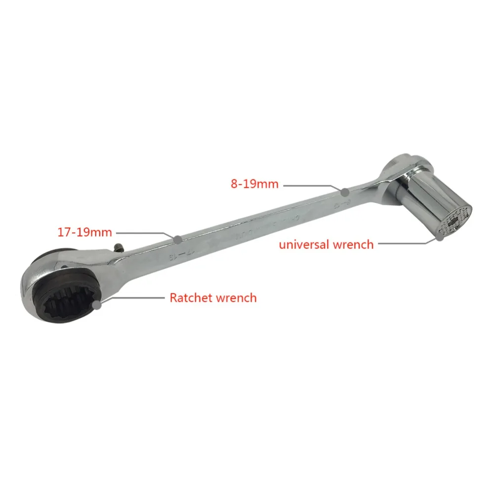 Mainpoint 8-19 мм Универсальный Трещоточный ключ 17-19 мм коробка двойной конец CR-V гаечный ключ Многофункциональный торцевой ключ ручные инструменты