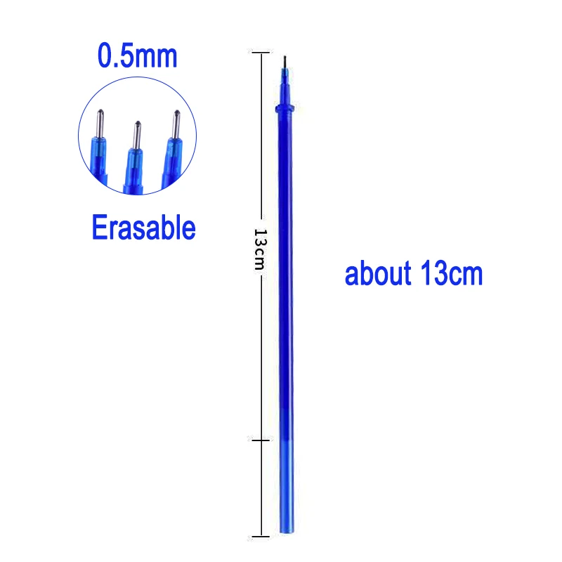 13 шт./лот, 0,5 мм, стираемая ручка, запасной стержень, синяя/черная/красная чернильная Заправка для гелевой ручки, набор для школы, офиса, канцелярских принадлежностей, пишущие инструменты