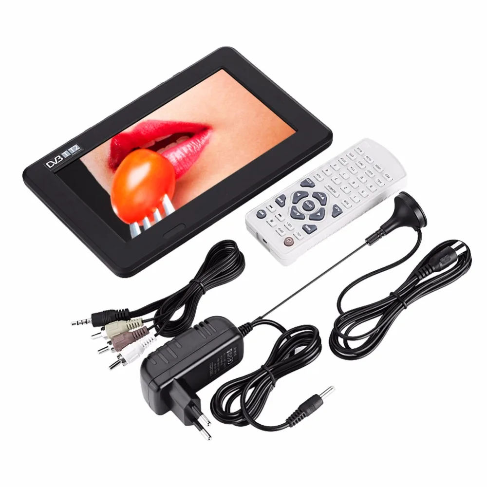 

Eu Plug Portable Digital Hd Led Tv 800X480 7 Inch Car Television Receiver Dvbt2 Tv Support Tf Card Usb Audio Video