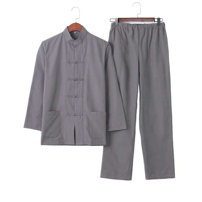 

Mandarin Collar Tai Chi shirt&pant Chinese Traditional Single Breasted Tang suit For Men Loose Kung Fu Garment Plus Size 3XL 4XL