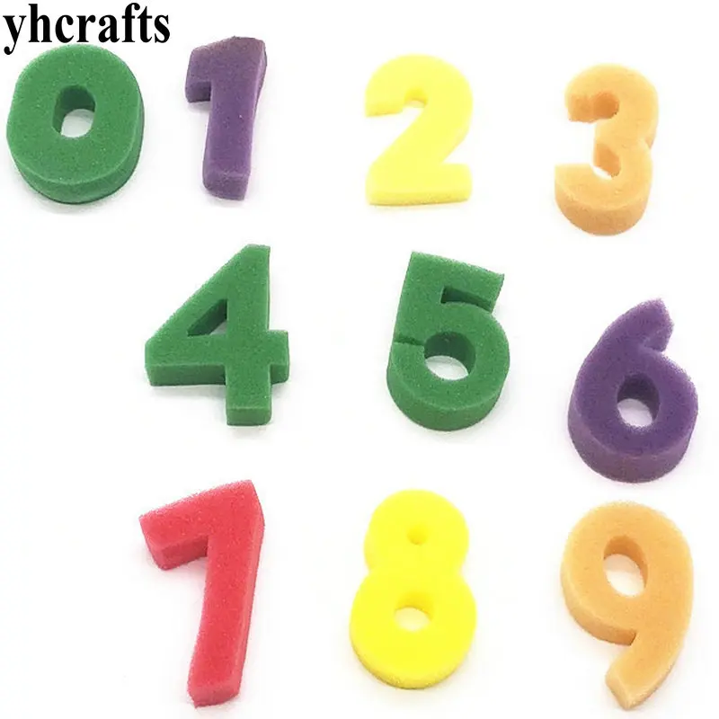 

10PCS/LOT,0-9 numbers art sponge Teach your own Early learning educational toys Drawing toys Kindergarten arts Math toys OEM