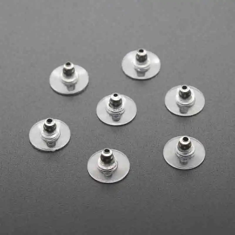 50pcs Stainless Steel Ear Post Nut Clutch Earring Safety Back Findings 6.5x4.5mm