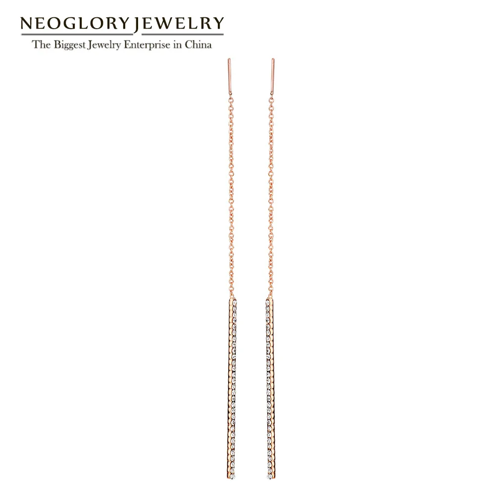 

Neoglory Czech Rhinestone Rose Gold Plated Dangle Drop Earrings For Women Jewelry Accessories 2014 Spring New Arrival