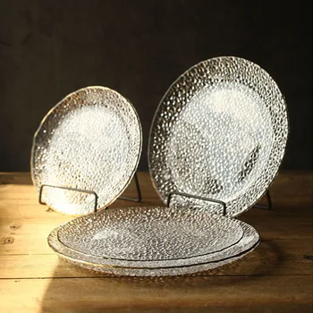 

KINGLANG Crystal Glass Plate Phnom Penh Snack Fruit Plate Restaurant Cold Dish Western Tableware