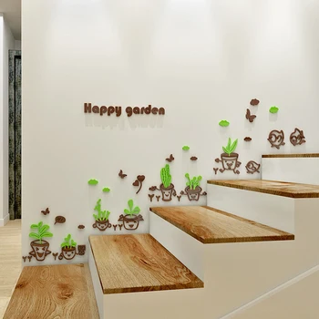 

Flower basin 3D stereo wall with acrylic children's room closet cartoon cartoon bedroom living room staircase room decorations