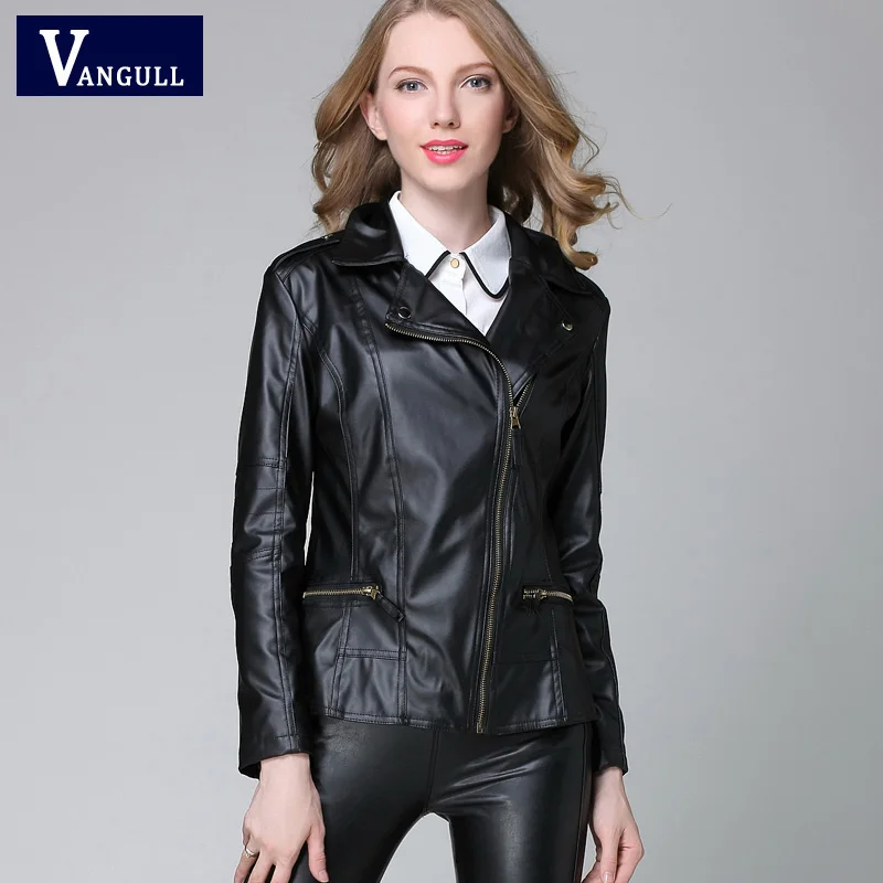 Finest  2016 New Elegant Autumn Winter Leather Jacket Women's Short Black RED PU Leather Coat Ladies Slim M