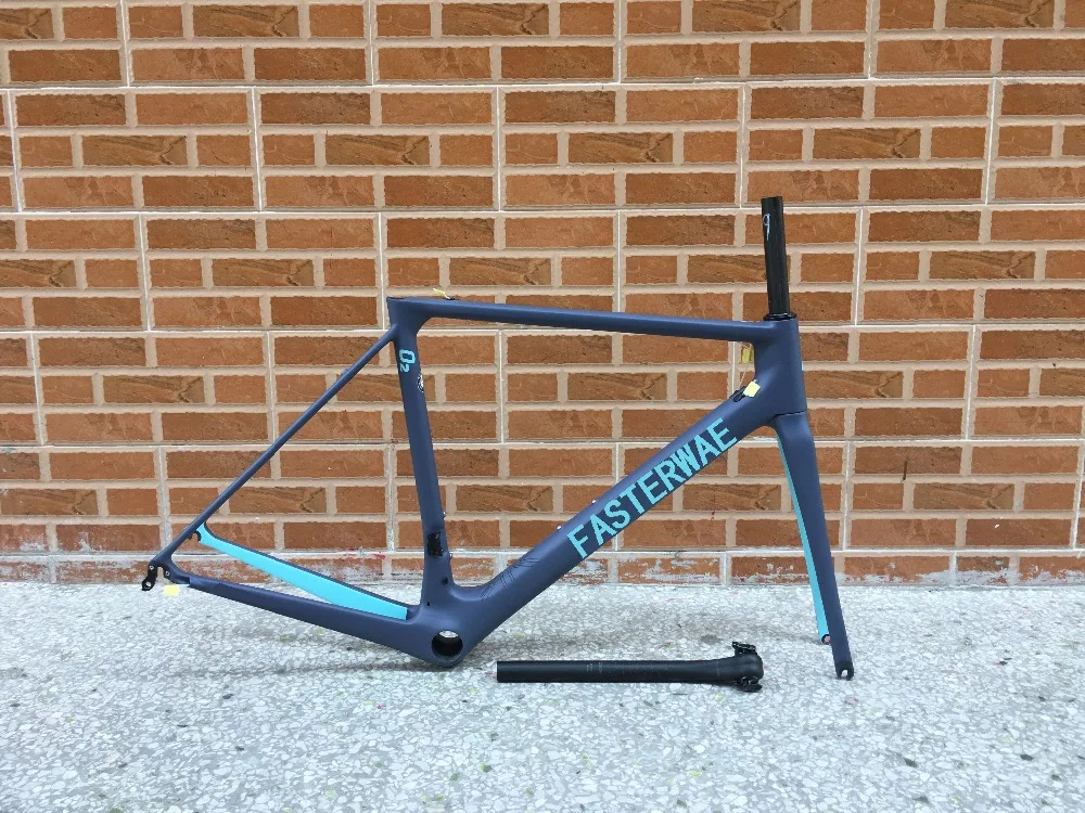 Sale Hot 2018 fasterway brand O2 Blue with white decal carbon road frame:carbon Frame+Seatpost+Fork+Clamp+Headset,ems free shipping 4