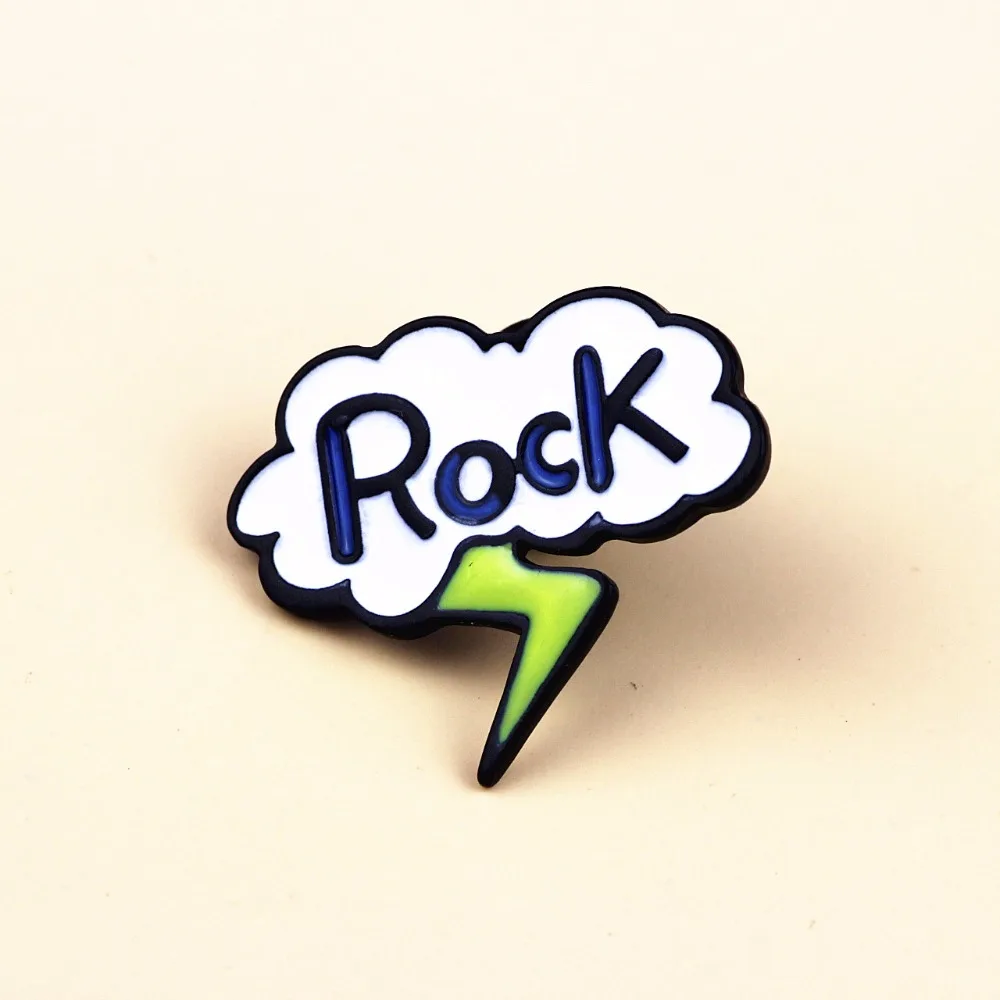 Timlee X246 Kartun Batu Tangan Pin Enamel Colorful Burung Petir Awan
