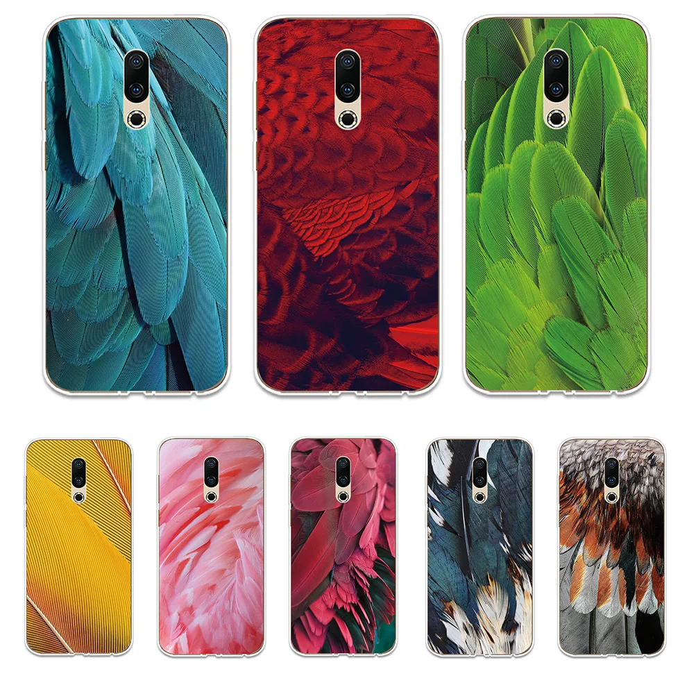 

Colorful Feathers Silicone Phone Case Couqe Fundas For Meizu 15 16 Lite Plus 16X Note 8 Pro 6 7 X8 U10 U20 Shell Soft Cover Case